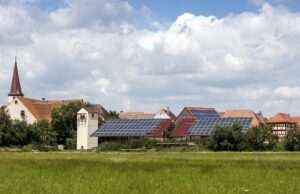 Solar powered homes in a rural village in Germany.
